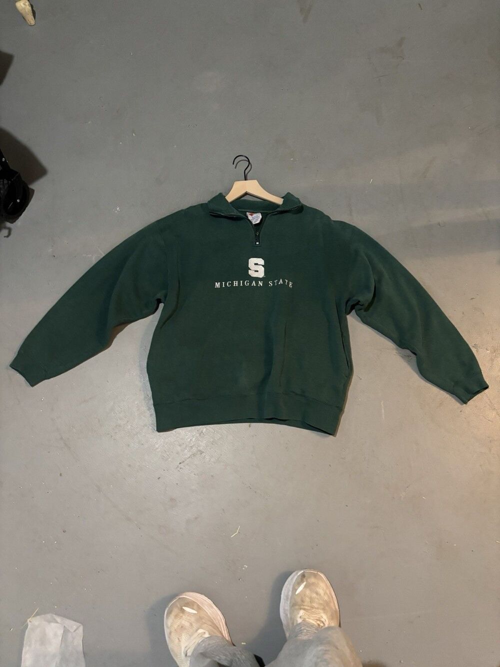 Vintage Michigan State Quarter Zip Midwest Embroidery - College Green Size L